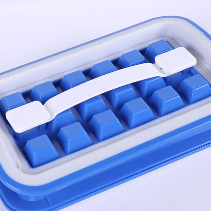 Silicone Ice Cube Tray Box Folding Square Ice Lattice Mold Container For Freezer