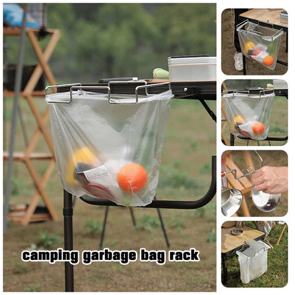 Portable Foldable Stainless Steel Trash Rack for Outdoor Camping Picnic Use
