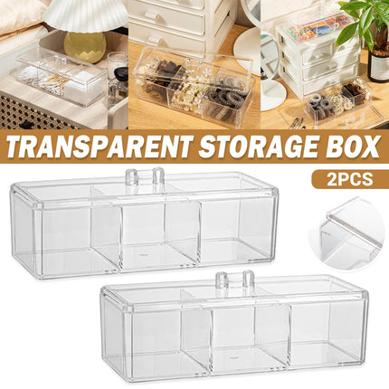 2PCS Multi-Function Plastic Storage Boxes with Lids Transparent for Home Use