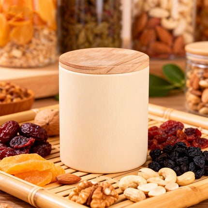 10PCS Round Tea Coffee Bean Packaging Paper Can with Wooden Lids for Storage Use