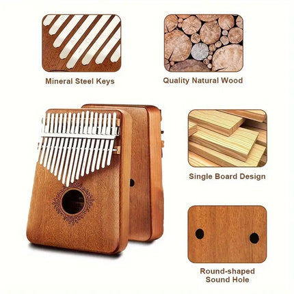 17-Tone Kalimba Thumb Piano Finger Piano with Kabarin Wooden Box Music Instrument