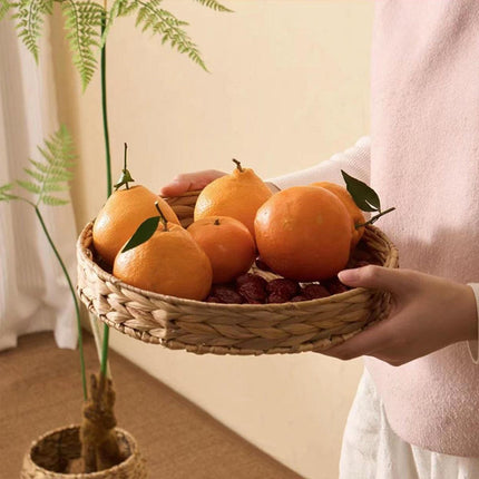 2pcs Rattan Fruit Tray Decorative Storage Trays Multipurpose Shelving Organizer