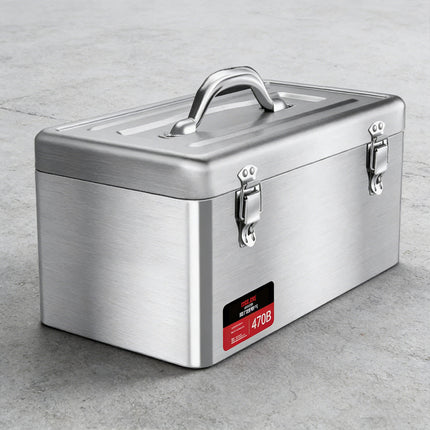 Portable Stainless Steel Toolbox Storage Organizer Durable Hand Carry Tool Case