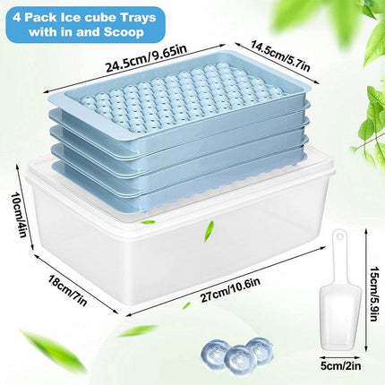 Small Round Ice Compartment Box with Lid Plastic Ice Cube Moulds Freezer Storage