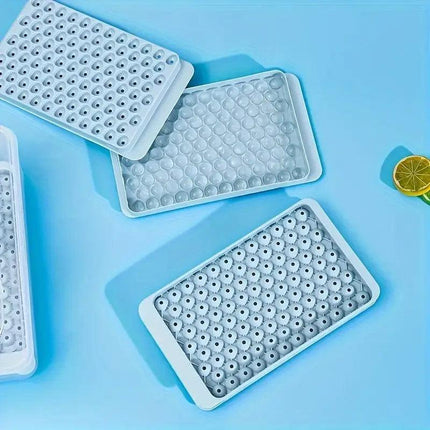 Small Round Ice Compartment Box with Lid Plastic Ice Cube Moulds Freezer Storage
