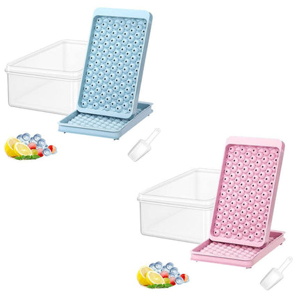 Small Round Ice Compartment Box with Lid Plastic Ice Cube Moulds Freezer Storage