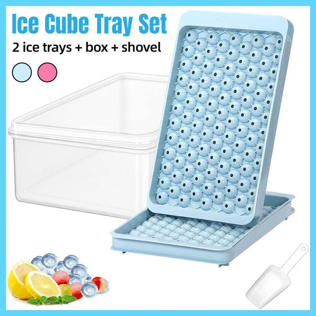 Small Round Ice Compartment Box with Lid Plastic Ice Cube Moulds Freezer Storage