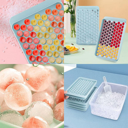 Small Round Ice Compartment Box with Lid Plastic Ice Cube Moulds Freezer Storage