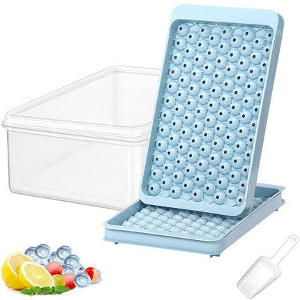 Small Round Ice Compartment Box with Lid Plastic Ice Cube Moulds Freezer Storage
