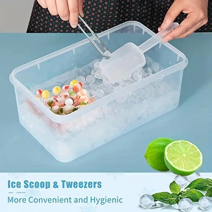 Small Round Ice Compartment Box with Lid Plastic Ice Cube Moulds Freezer Storage