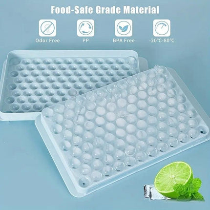 Small Round Ice Compartment Box with Lid Plastic Ice Cube Moulds Freezer Storage