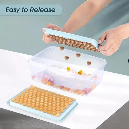 Small Round Ice Compartment Box with Lid Plastic Ice Cube Moulds Freezer Storage