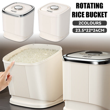 Rotating Rice Bucket Durable Large Capacity for Kitchen Grain Flour Rice Use