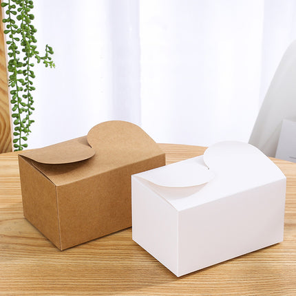 50PCS Foldable Gift Paper Boxes 15x10x8.5cm Khaki White for Party Wedding Use