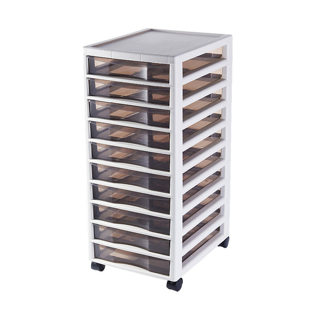 10-Layer Movable Chest of Drawers With Wheels Plastic For Home Office Storage