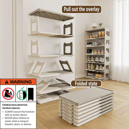 7 Tier Folding Shoe Rack for Easy Storage Space Saver Adjustable Shoe Organizer
