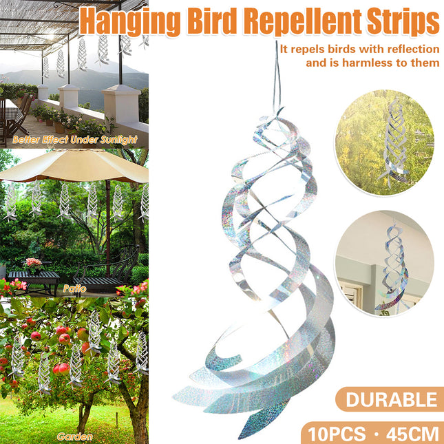 10PCS Hanging Reflective Bird Deterrent Wind Spinner Outdoor Garden Yard