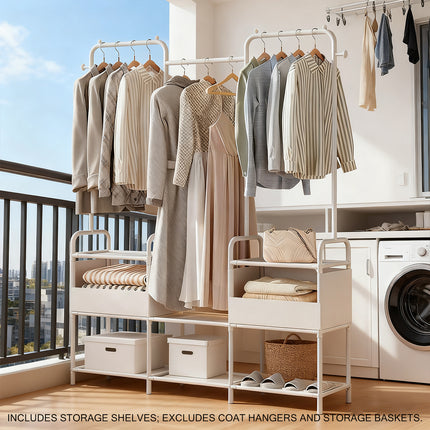 Simple Clothes Rack Steel Frame Non-Woven Fabric Durable for Bedroom Storage Use