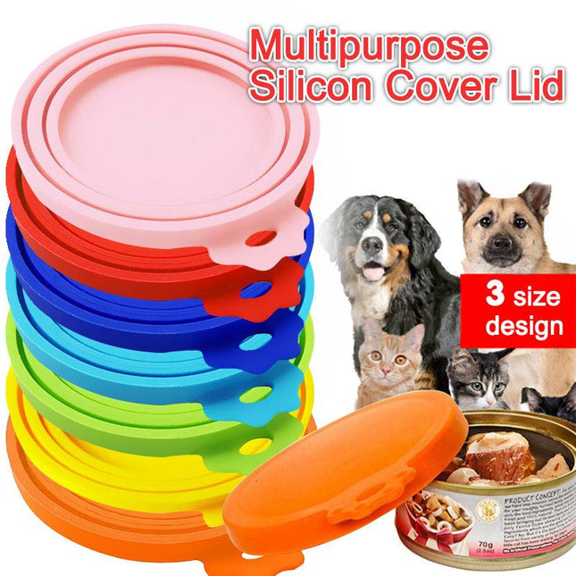 Orange 1/2/3pc Pet Food Can Cover Lid Pet Tin Silicone Reusable Storage Cap Top - Aimall