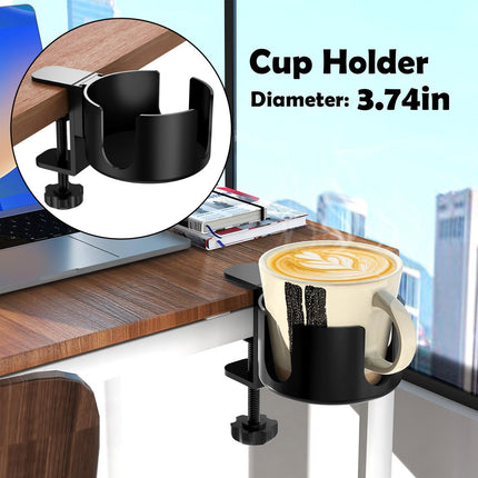 PunUnder Desk Table Clamp Mug Holder Stand Adjustable Coffee Cup Organizer