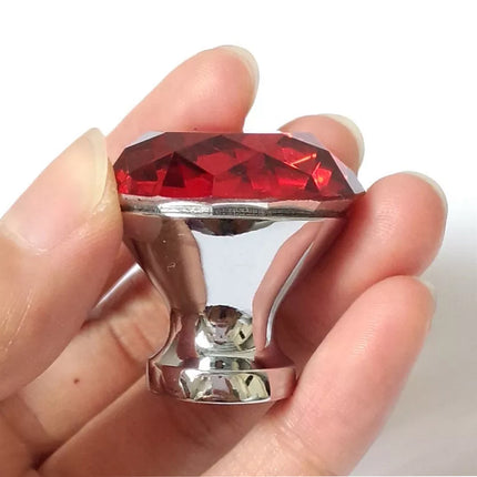 Door Knobs Handles Clear Crystal Diamond Glass Kitchen Cupboard Cabinet Pulls 40MM