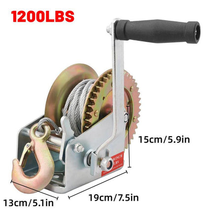 1200 lbs Hand Winch 8M Steel Wire Rope Hand Winch Manual Car Boat Trailer Camper