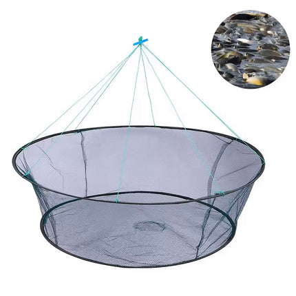 Open Folding Fishing Net Round Fishnet Portable Fish Pocket for Outdoor Angling