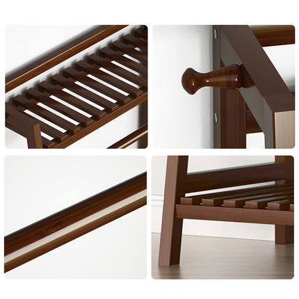 Bamboo Floor Standing Clothes Rack Multi Functional Clothes Cabinet Sturdy