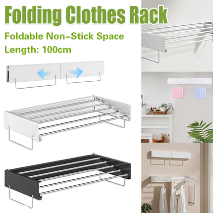 Wall Mount Foldable Clothes Drying Rack Sturdy Material Space Saving Balck/White