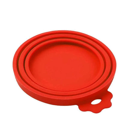 Red 1/2/3pc Pet Food Can Cover Lid Pet Tin Silicone Reusable Storage Cap Top - Aimall