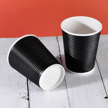 50sets Corrugated Paper Cups Coffee Milk Tea Cups Disposable Hot Drink Cups
