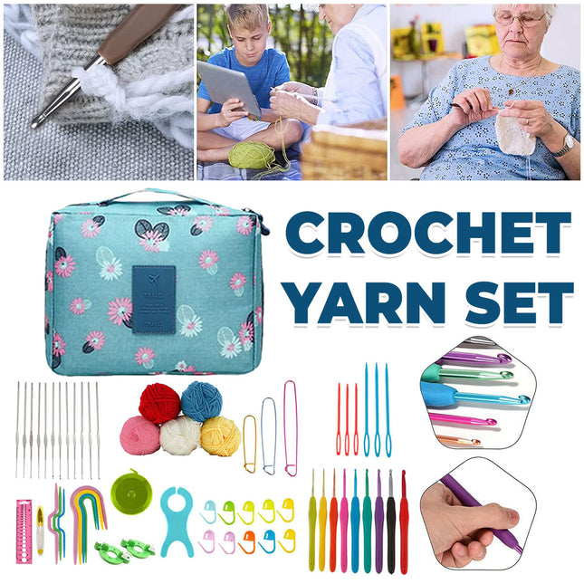 Beginner Crochet Yarn Set with Storage Case for DIY Scarf Hat Making Supplies