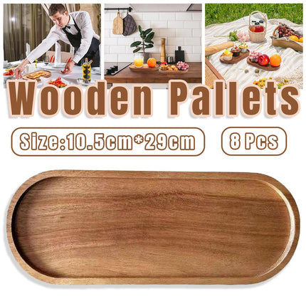 8pcs Wooden Cake Tray Home Serving Tray for Treats Snacks and Desserts Use