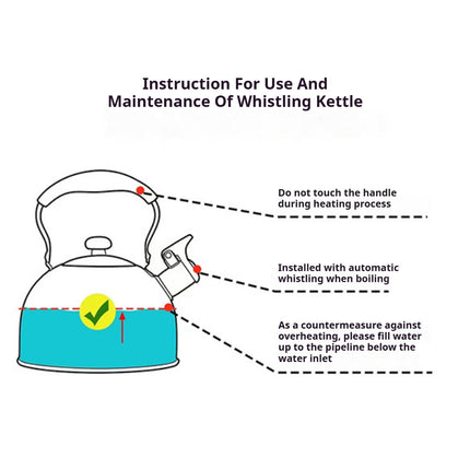 3L Stainless Steel Whistling Kettle Floral Anti Scald Handle for Gas Stove Top