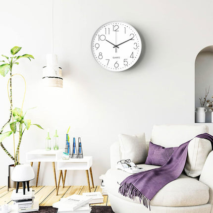 Wall Clock Silent 30cm Round Quartz Hanging Clock for Home Office Living Room