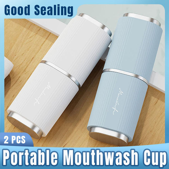 2pcs Travel Toiletry Cup Portable Mouthwash Cup with Lid Brushing Dental Storage