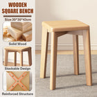 Solid Wood Square Stool Stackable Seat for Dining Desk Makeup Living Room