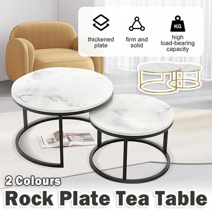 Round Tea Table Living Room Rock Plate for Home Coffee Table Modern Decor