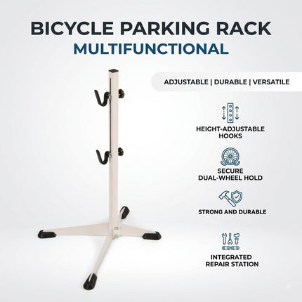 Adjustable Bicycle Floor Parking Stand White
