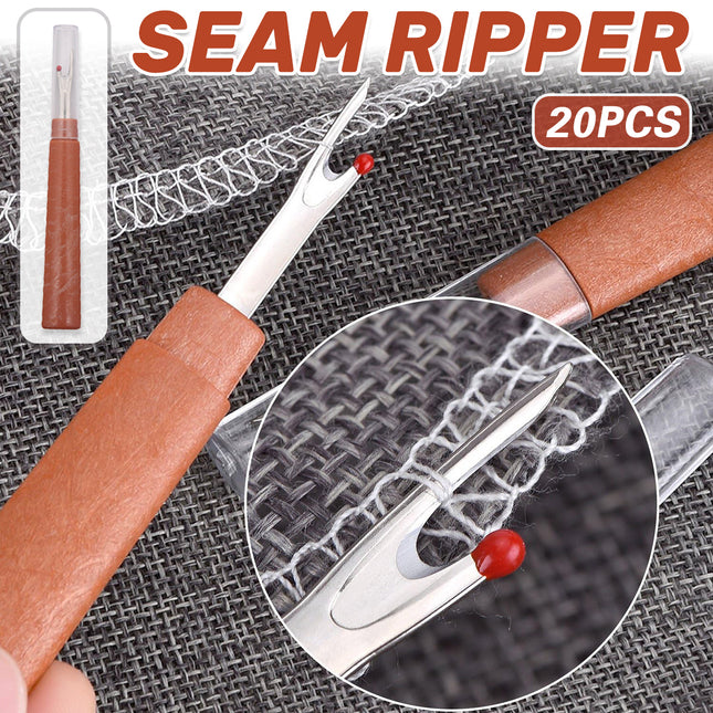 20PCS Wood Grain Seam Ripper Thread Cutter Sewing Tool With Lid Durable