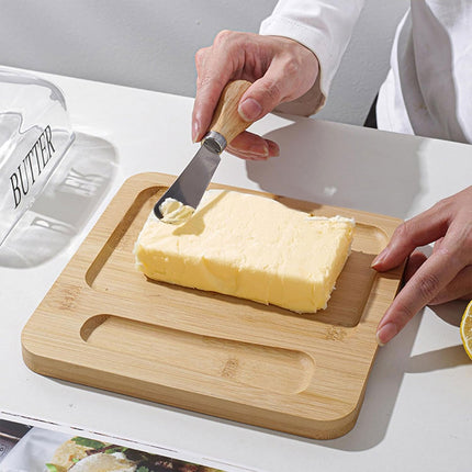 Butter Dish Glass Lid Cheese Cake Dessert Box Storage Container Kitchen Table