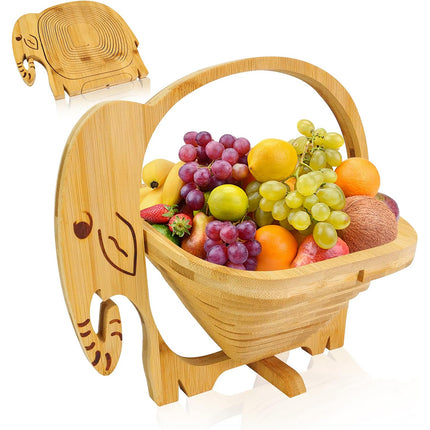 Foldable Bamboo Decorative Basket Collapsible 26x14x30cm Fish Pineapple Elephant