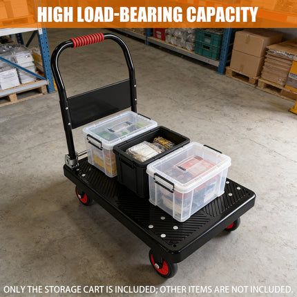 Folding Flatbed Trolley Cart 72x48cm Silent Wheels for Warehouse Home Use