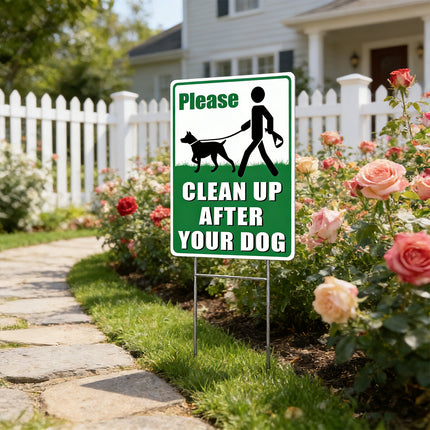 2PCS Clean Up After Your Dog Sign Dog Litter Clean Up Sign 20x30cm Stable Sturdy