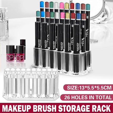 Makeup Brush Holder Cosmetic Organiser with 26 Slots Acrylic Pen Holder Durable
