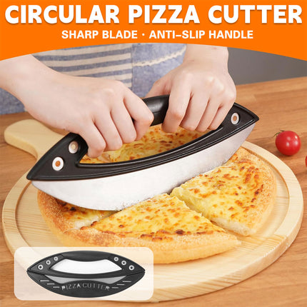 Pizza Cutter Food-Grade Stainless Steel with Protective Cover Black