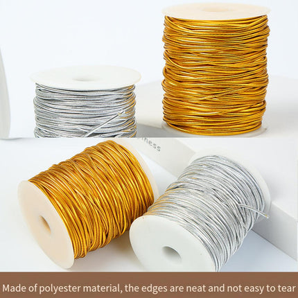 Elastic Rope Cord 10pcs Gold Silver Stretch String for DIY Craft Gift Wrapping
