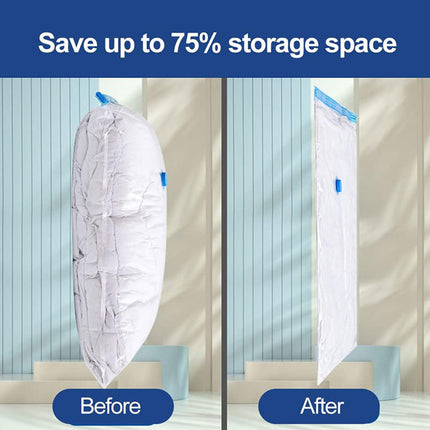 6PCS Vacuum Storage Bags Clear Space Saving for Clothes Bedding Travel Use