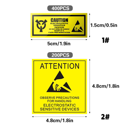 Anti Static Warning Sticker Label Easy to Use Eye-Catching for PC Electronics