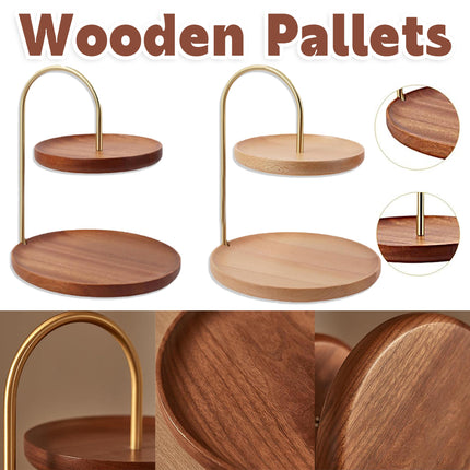 Two Layer Wooden Candy Tray Dessert Display Plate Stand Kitchen Storage Organizer